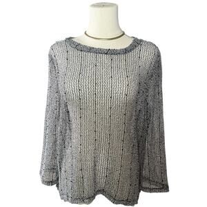 INC Open Knit Top Gray Mesh Layering Pullover | Size M